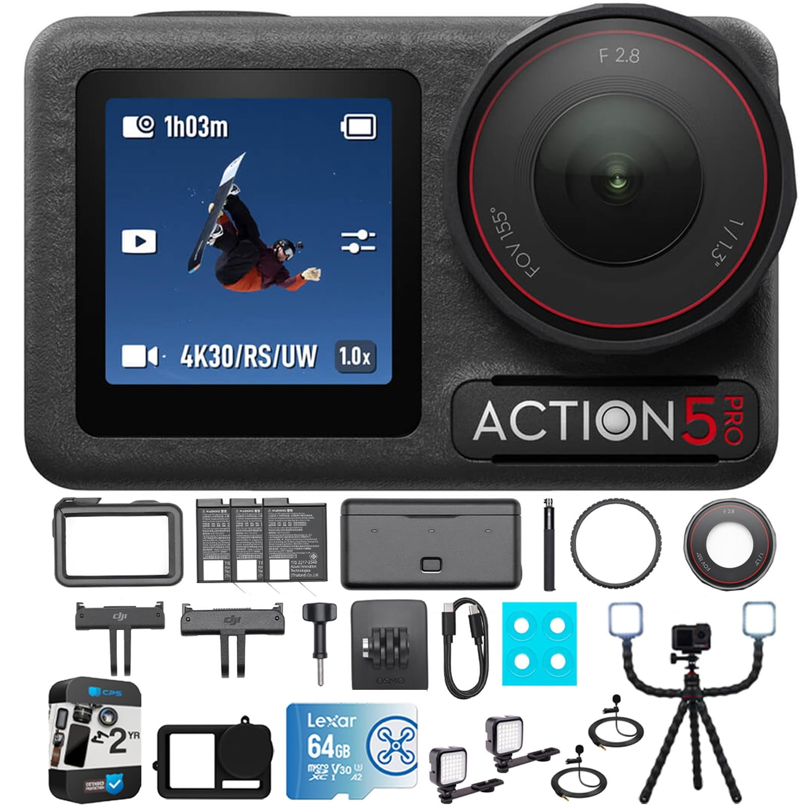 Cámara De Acción Dji Osmo Action 5 Pro 4k Impermeable 20m Combo