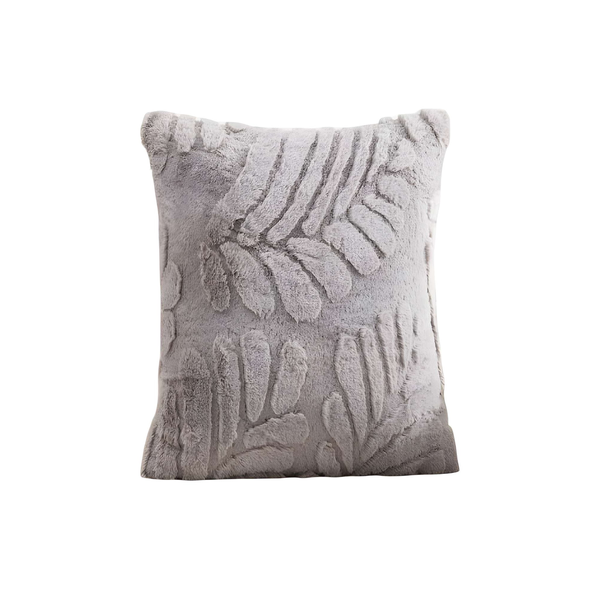 Genérico - Juego De 4 Fundas Peludas De Hoja Moderna 45x45 Gris