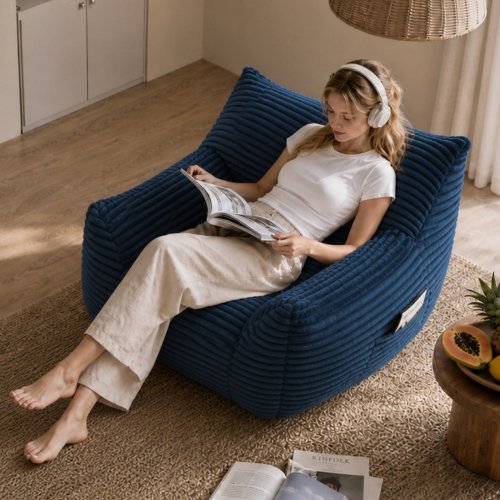 Silla de bolsa de frijol para adultos, de gran tamaño cómoda bolsa de frijol sala de estar sofá perezoso para dormitorio y dormitorio