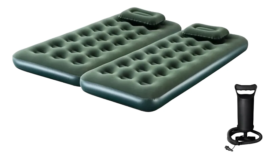Genérico - Colchón Inflable 1 Plaza X2 Verde