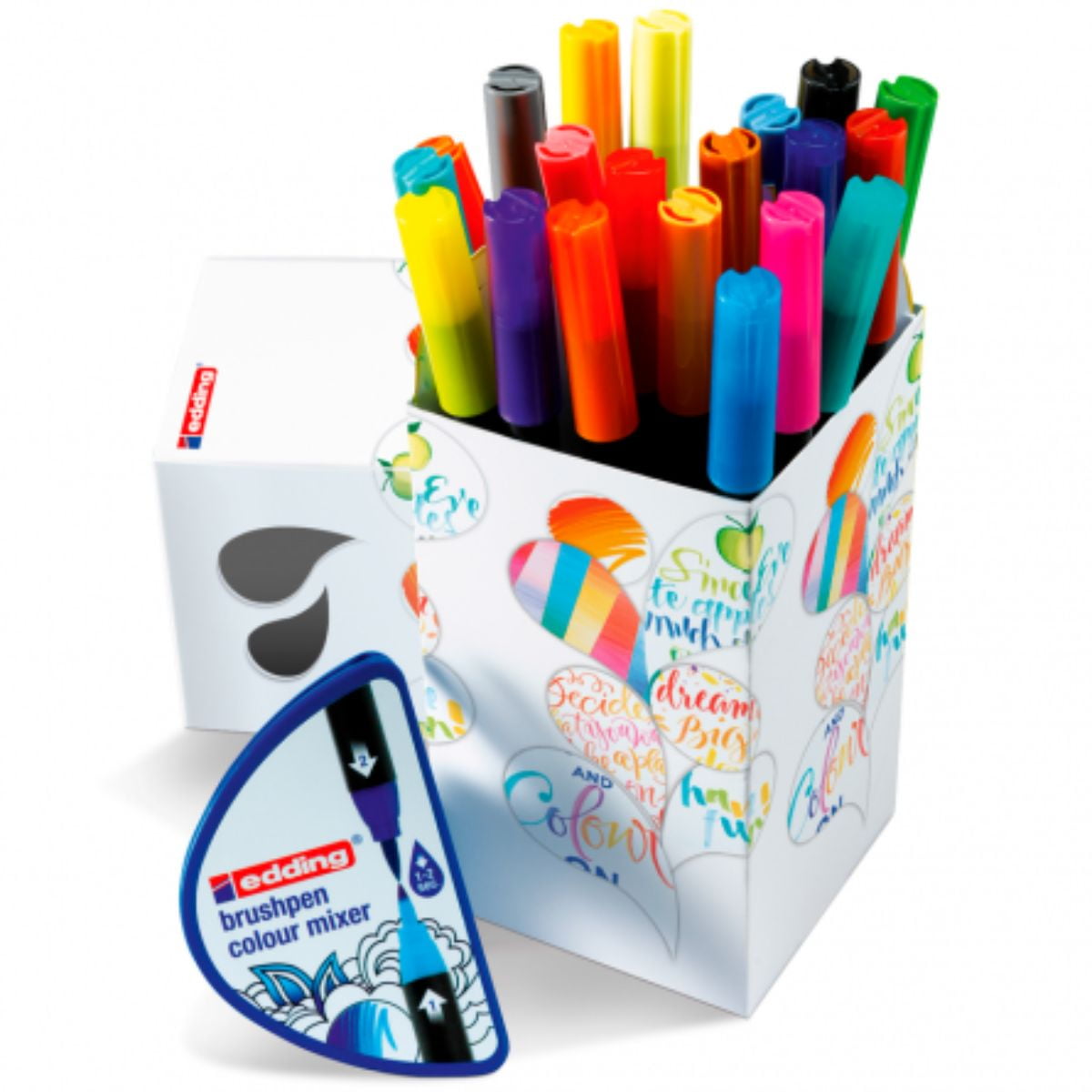 Set Marcadores Punta Pincel Edding Happy 20 Colores + Mixer