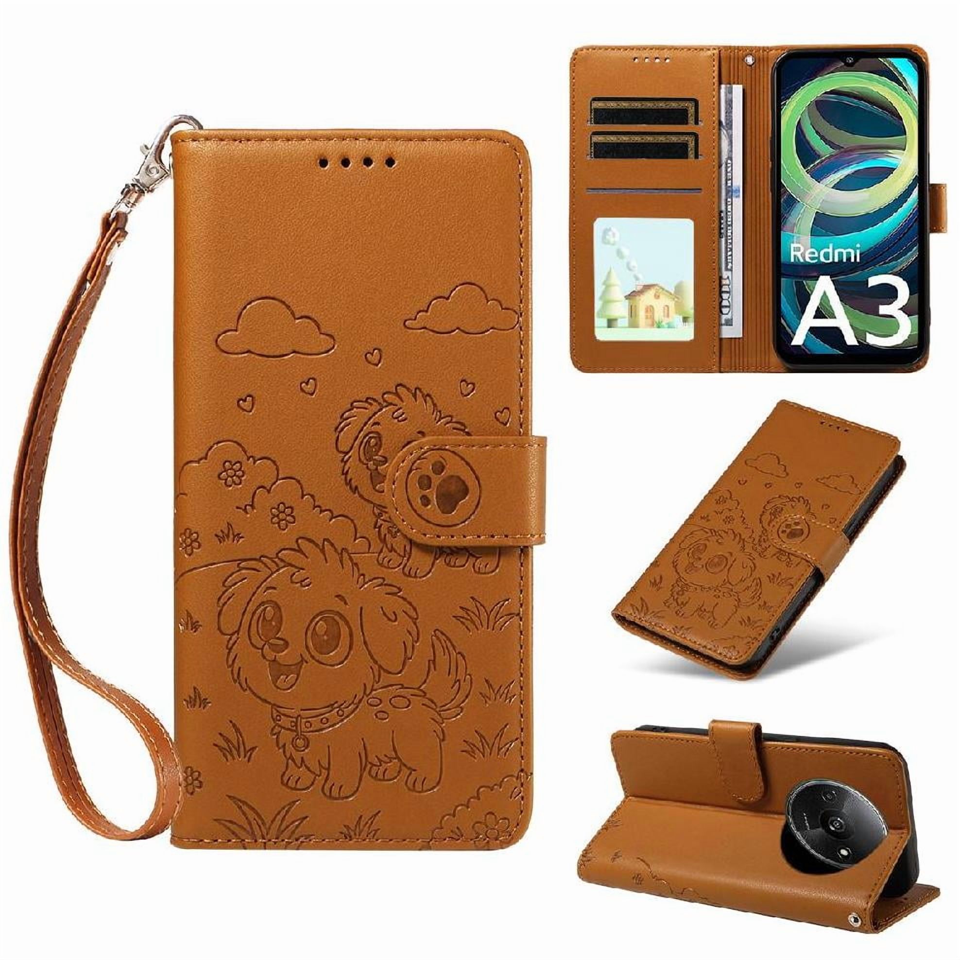 Funda Billetera Foxdock Compatible Con Xiaomi Redmi A3 4G, Diseño Perrito Tierno, Ranuras Para Tarjetas Y Soporte Plegable