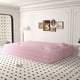 thumbnail image 3 of Modern Floor Sofa with 2 Pillows,Convertible Teddy Fabric Foam-Filled Sleeper Sofa Bed,15" Full Size Folding Mattress for Living Room,Guest Bed,Playroom,no assembly required,Pink(Old Sku W1885P230384), 3 of 3