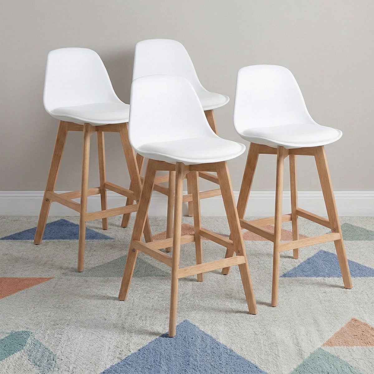 Venhoouse - Pack 4 Taburete Pisos Bar Acolchado Altura 65cm Eames Tulip Blanco