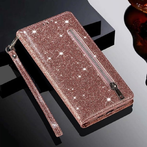 Funda para FOXDOCK Elegante funda Samsung Galaxy A15 Glitter con cremallera-Ideal para el uso diario