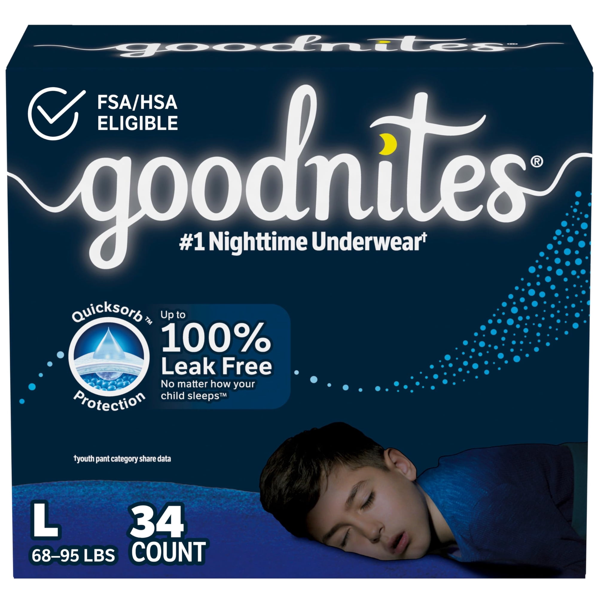 Ropa Interior Goodnites Para Mojar La Cama Por La Noche Para Niños, Talla Grande, 68 A 95 Libras