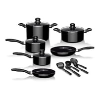 Batería De Cocina 15 Piezas Aluminio Antiadherente Negro Wolf