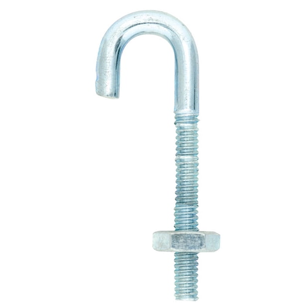 J-Bolt Hampton, chapado en zinc plateado, 0.625 pulgadas de largo, 50 kg, paquete de 10
