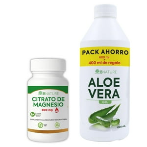 B Nature - Pack Citrato De Magnesio 800 Mg + Aloe Vera Gel 1L