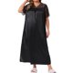 thumbnail image 2 of Agnes Orinda Vestido de Noche para Mujer Talla Grande de Satén con Encaje Hueco Cuello en V Manga Corta Camisón Largo para Descanso 2X Negro, 2 of 6
