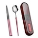 thumbnail image 1 of Cubiertos de viaje reutilizables de acero inoxidable, juego de utensilios con estuche, lonchera portátil para acampar y la oficina., 1 of 6