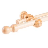 Metalhsa - Set Barras Para Cortina Doble 19/28 Mm De Madera 1,50 Mt Color Natural