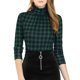 thumbnail image 1 of INSPIRE CHIC Blusa de Mujer de Cuello Alto a Rayas de Manga Larga para Fiesta de Navidad para Uso Casual o de Trabajo L Verde, 1 of 8