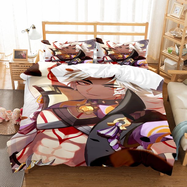 Arataki Ltto Bedding Set Single Twin Full Queen King Size Genshin Lmpact Bed Set Aldult Kid Bedroom Duvetcover Sets 3D Print 015 Bed Sheets
