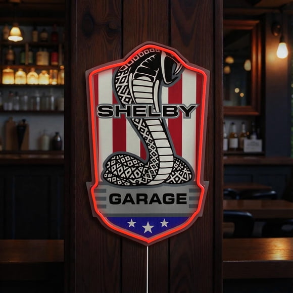 Letrero Led De Placa Decorativa Shelby Garage De Para Cuarto De Hombre
