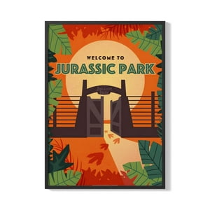 Creango - Cuadro Poster Enmarcado Jurassic Park Diseño 4 Decorativo