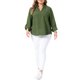 thumbnail image 2 of Agnes Orinda Blusa Texturizada de Manga Larga con Cuello Alto y Abertura en V para Mujer de Talla Grande, con Bolsillo, 5X Verde, 2 of 6