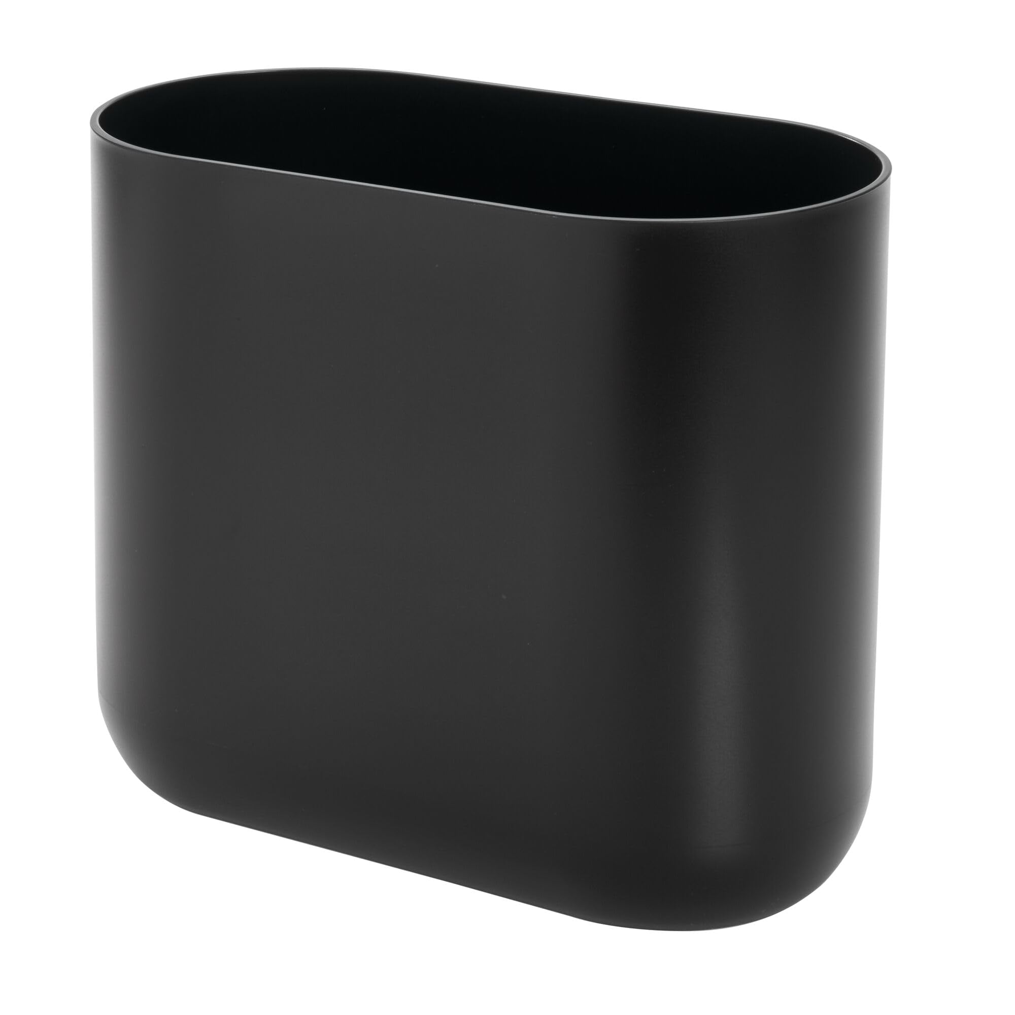 Funda De Plástico Ovalada Delgada Idesign Para Papelera, Color Negro Mate