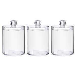 Ioensy - 3 Organizadores De Acrílico Para Maquillaje, Soporte Para Bastoncillos De Algodón, Contenedor De Caja De Almacenamiento