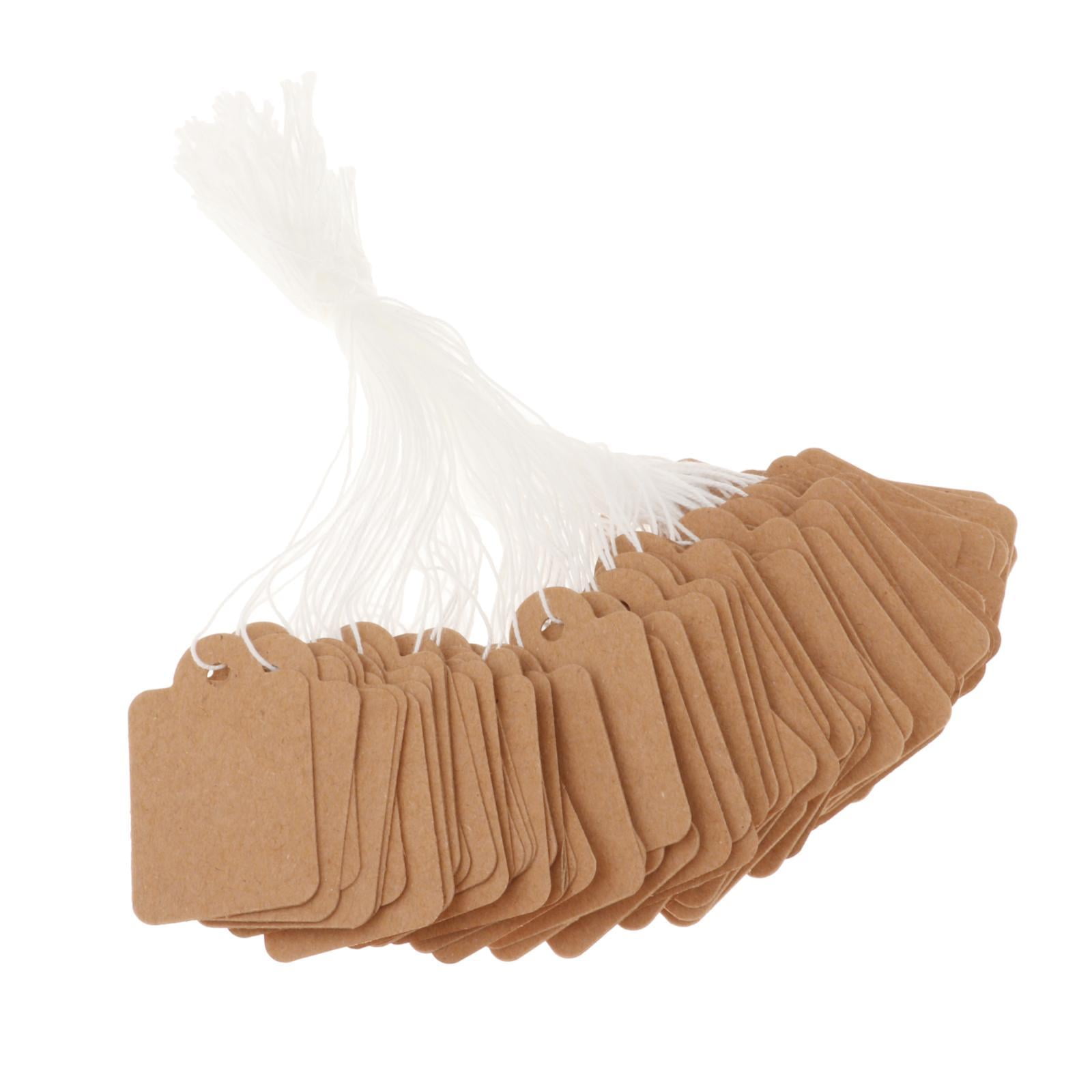 Magideal - 100 Piezas Etiquetas De Regalo En Blanco Etiquetas De Papel Con Cuerda Adjunta Diy Artesanía Etiquetas De Exhibición De Precios Para Productos De Boda Papel Kraft De 25x15mm