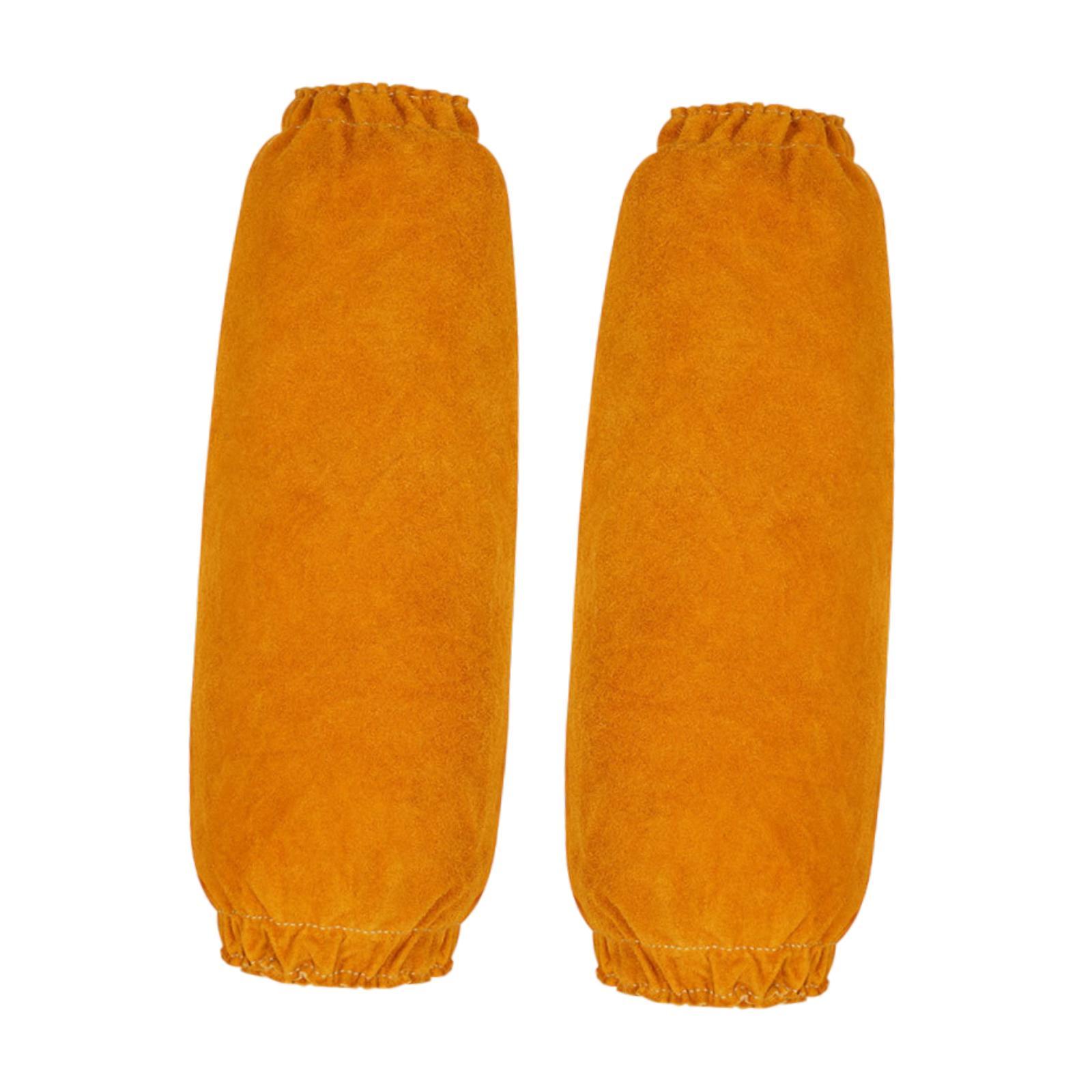 Ioensy - Mangas De Soldadura De Cuero Puños Elásticos Fundas De Protección De Brazos Para Metalurgia Amarillo