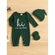 thumbnail image 5 of Infant Casual Outfit - "Hi I'm New Here" Long Sleeve Romper & Hat & Gloves Baby Boys And Girls 4pcs Set Clothes, 5 of 5