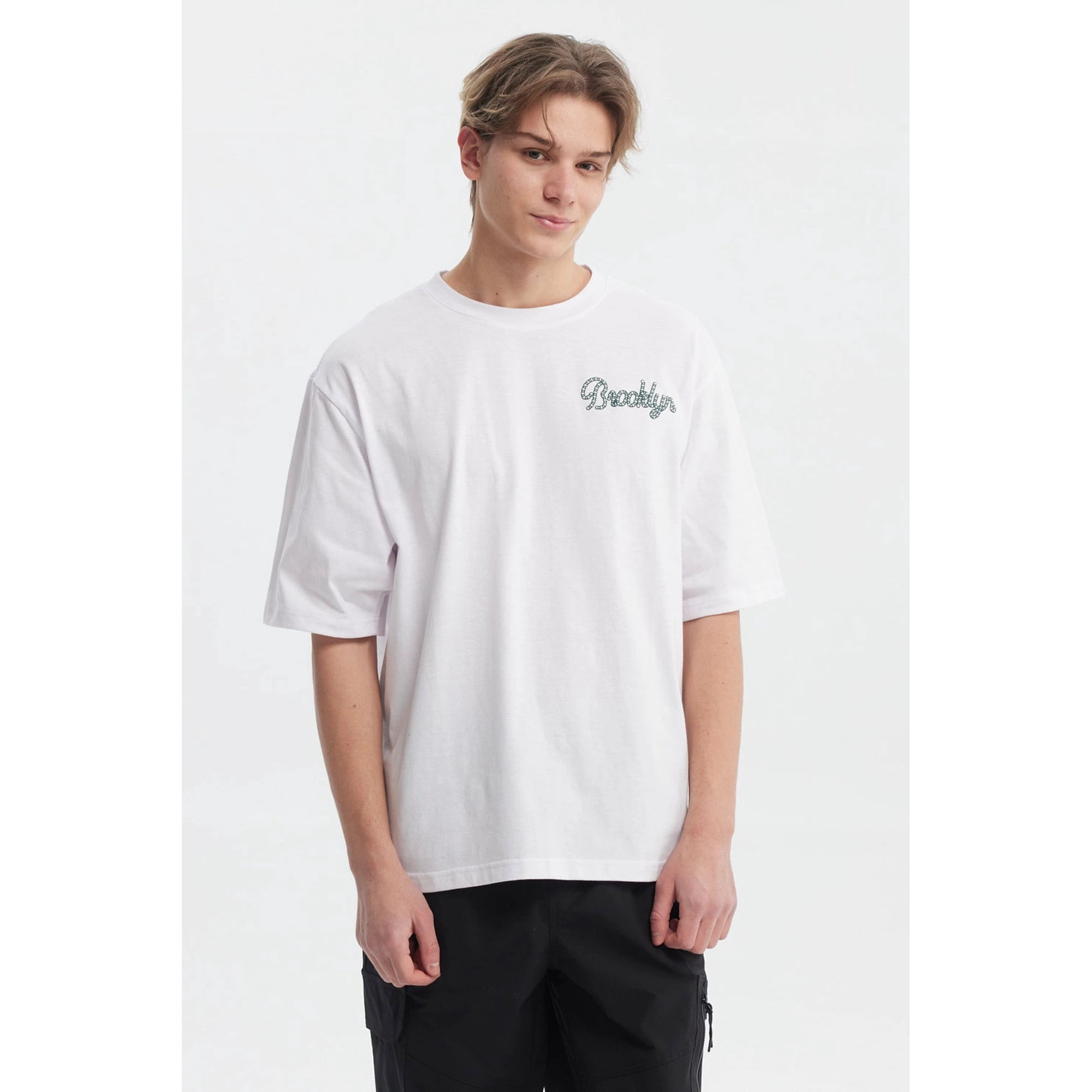 Fashionspark - Polera Hombre Oversize Doble Print Blanco