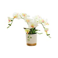 Magideal - Plantas En Macetas De Flores Artificiales, Simulación De Flores, Decoración Del Hogar, Bonsái, Orquídea De Imitación Para Boda, Inauguración De La , Blanco