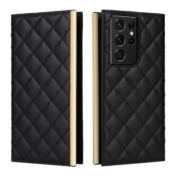 Funda Tipo Cartera Acolchada con Correa para Samsung Galaxy S21 Ultra 5GNegro