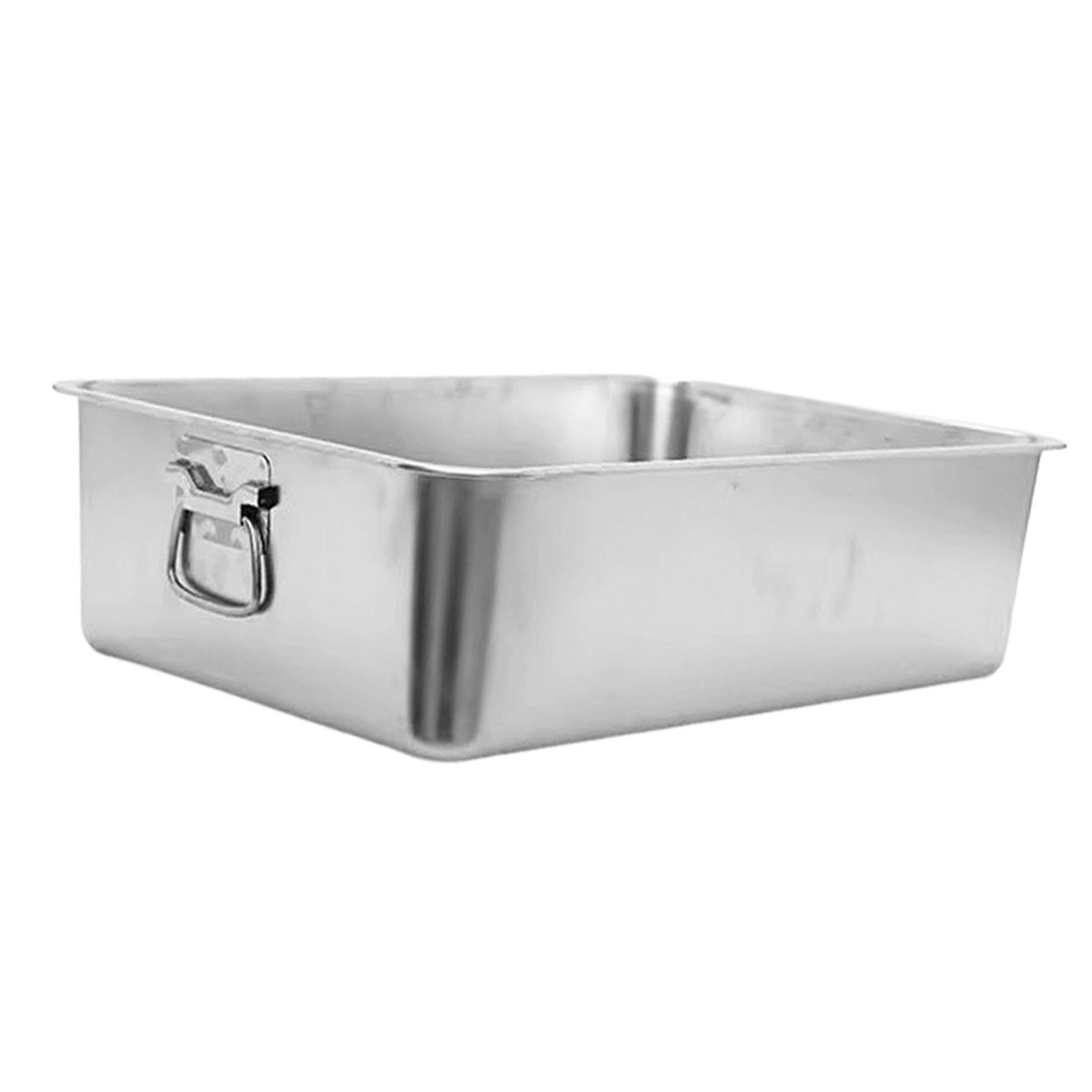 Bandeja De Arena Para Gatos De Acero Inoxidable Con Asa, Inodoro Ligero Para Conejos Y Gatitos, 50cm X 35cm X 10cm