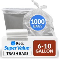 Bolsas De Basura Reli. 6 A 10 Galones Transparentes Para Baño, 1000 Bolsas
