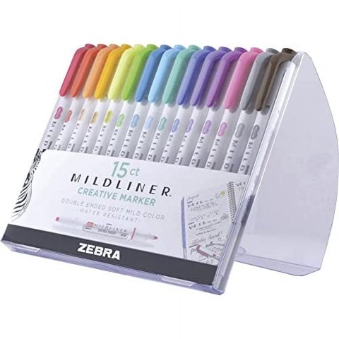 Zebra Pen - Bolígrafo Zebra Mildliner De Doble Punta 15 Unidades