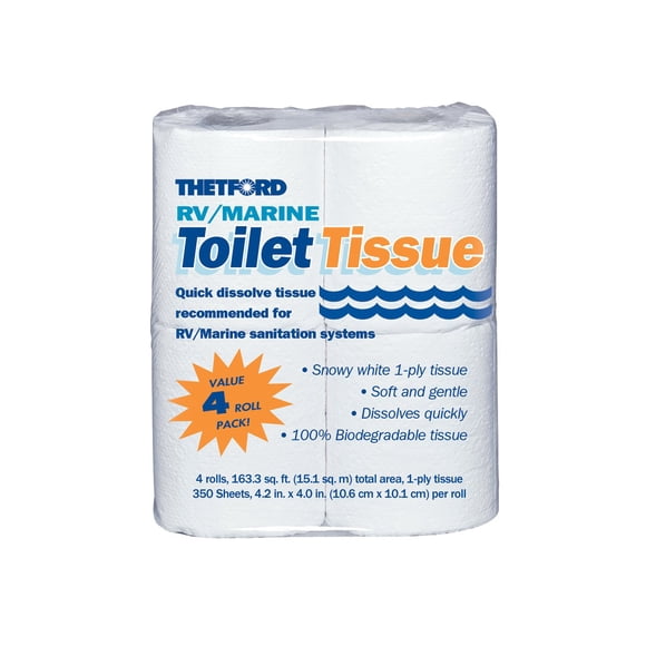 Papel higiénico Thetford 20804 RV Marine, 1 capa, 4 rollos
