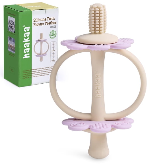 Flor gemela de silicona Teether Haakaa con extremo en forma de pezón