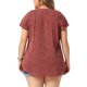 thumbnail image 3 of Agnes Orinda Blusas de Mujer Tallas Grandes Retro Floral Cuello en V con Capas Mangas Cortas 4X Rojo, 3 of 5