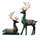 thumbnail image 3 of 2 Uds. Estatuillas De Ciervos Amantes Decoraciones Esculturas De Reno Estatuas De Alce De Navidad Verde, 3 of 3
