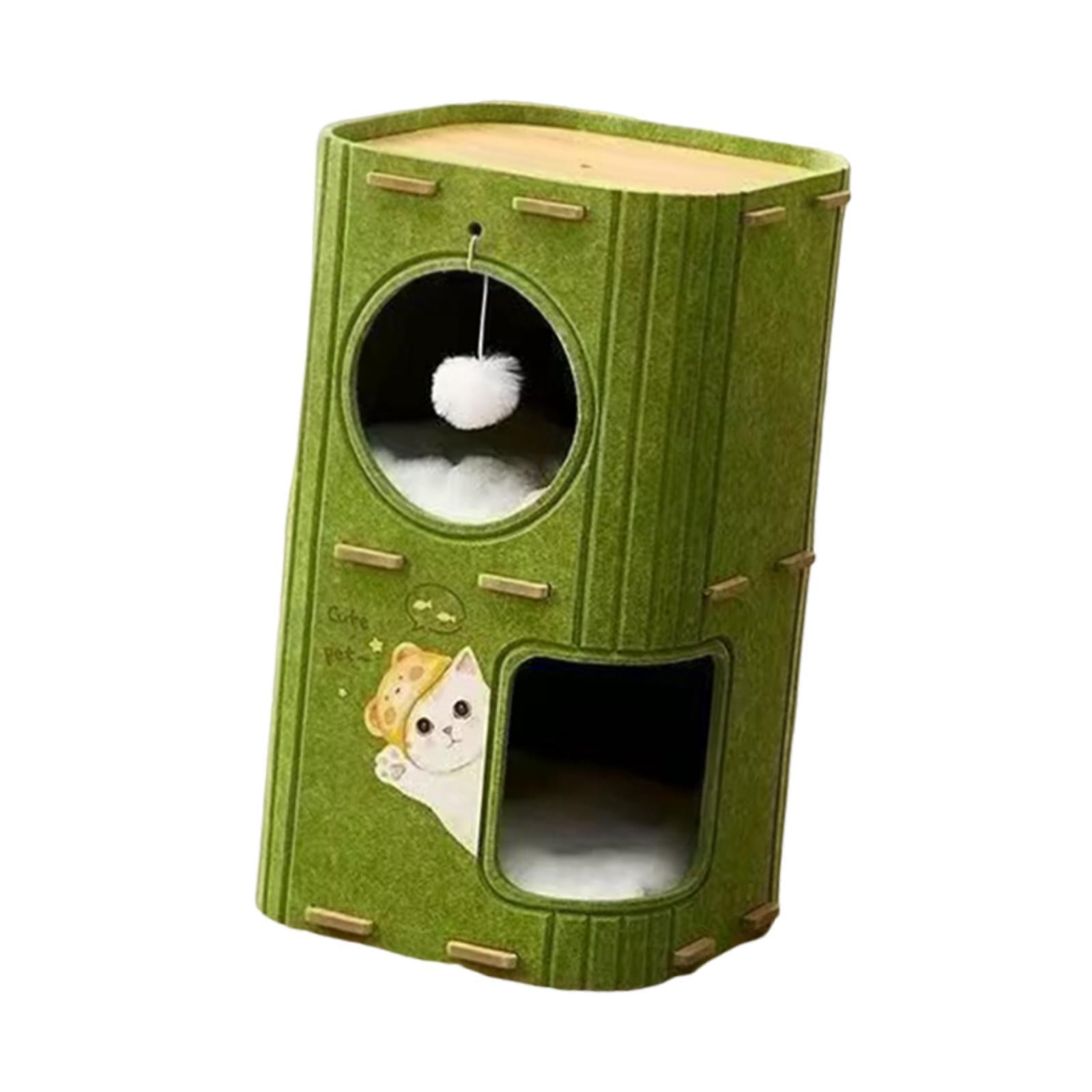 Magideal - Cama Para Gatos De 2 Pisos, Cueva, Casa Para Gatos, Túnel Cubierto, Condominio, Cama Cerrada Para Gatitos, Al Aire Libre, Gatitos, Juegos Múltiples Verde