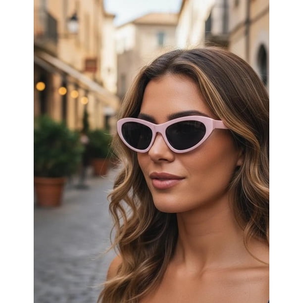 Lentes De Sol Modelo Felina Estilo Moderno UVA//UVB rosa Talla Única