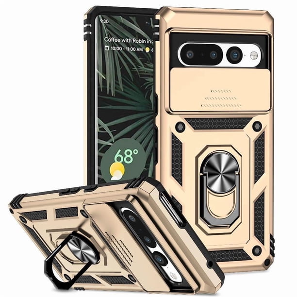 Funda Resistente Anillo Soporte Google Pixel 7 Pro Privacidad Cámara Montaje Magnético Oro