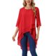 thumbnail image 1 of INSPIRE CHIC Blusa de Chifón de Halloween para Mujer con Mangas Divididas 3/4 y Dobladillo Asimétrico Túnica Roja 2XL, 1 of 6