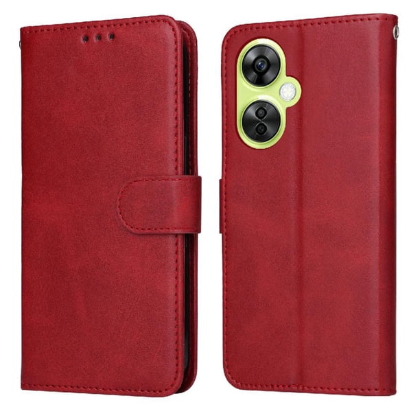 Funda Billetera para OnePlus Nord CE 3 Lite con Porta Tarjetas y Soporte Ajustable Rojo