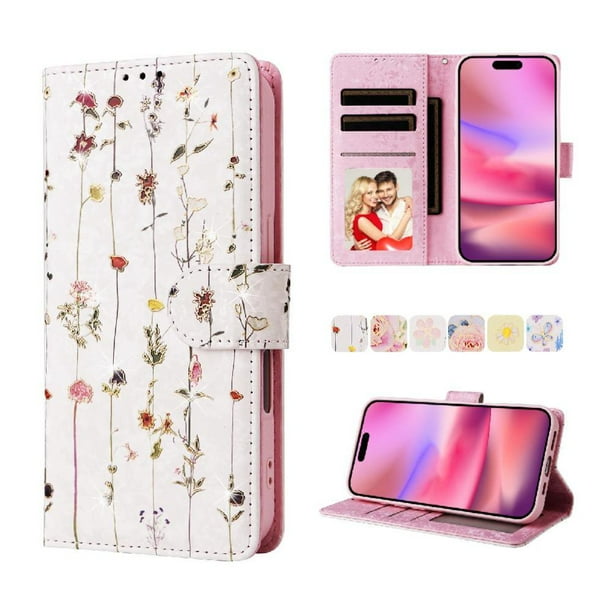 FOXDOCK Funda Tipo Cartera Floral para Samsung Galaxy S23 ,Funda con Tapa de Cuero PU, Protección Antigolpes con Ranuras para Tarjetas y Soporte