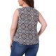 thumbnail image 3 of Top de talla grande para mujer sin mangas con estampado floral, blusa de tirantes con cuello en V, camisetas 3X azul marino, 3 of 6