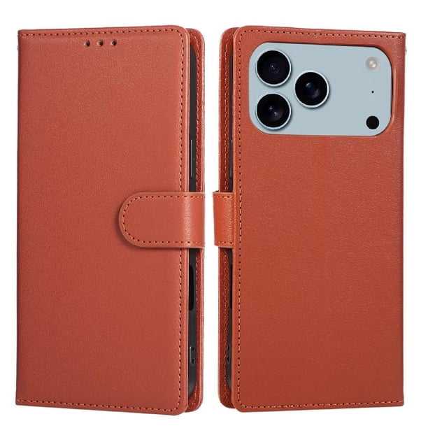 Funda Cartera para iPhone 17 Pro Max con Tarjetero, Soporte y Cordón - Protección Marrón