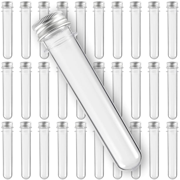Tubos de ensayo HOZEON de 40 ml de plástico transparente con tapas de 140 mm x 25 mm, 50 unidades