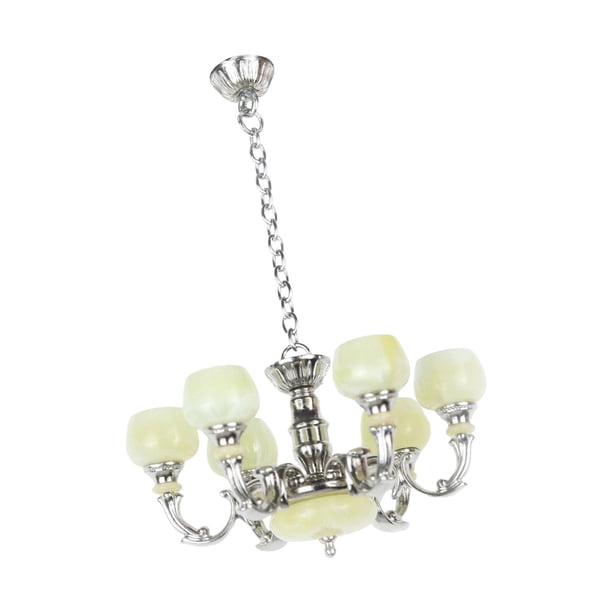 Candelabro En Miniatura A Escala 1/12, Muebles De Simulación, Juguetes, Lámpara Colgante, Modelo Argent
