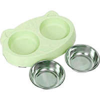 Genérico - Plato Doble Comedero Mascotas Color Verde