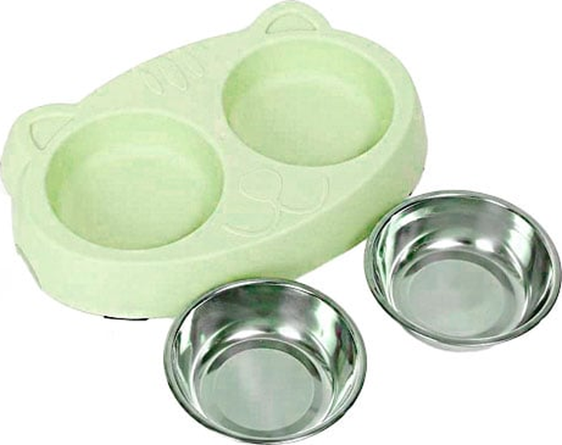 Genérico - Plato Doble Comedero Mascotas Color Verde