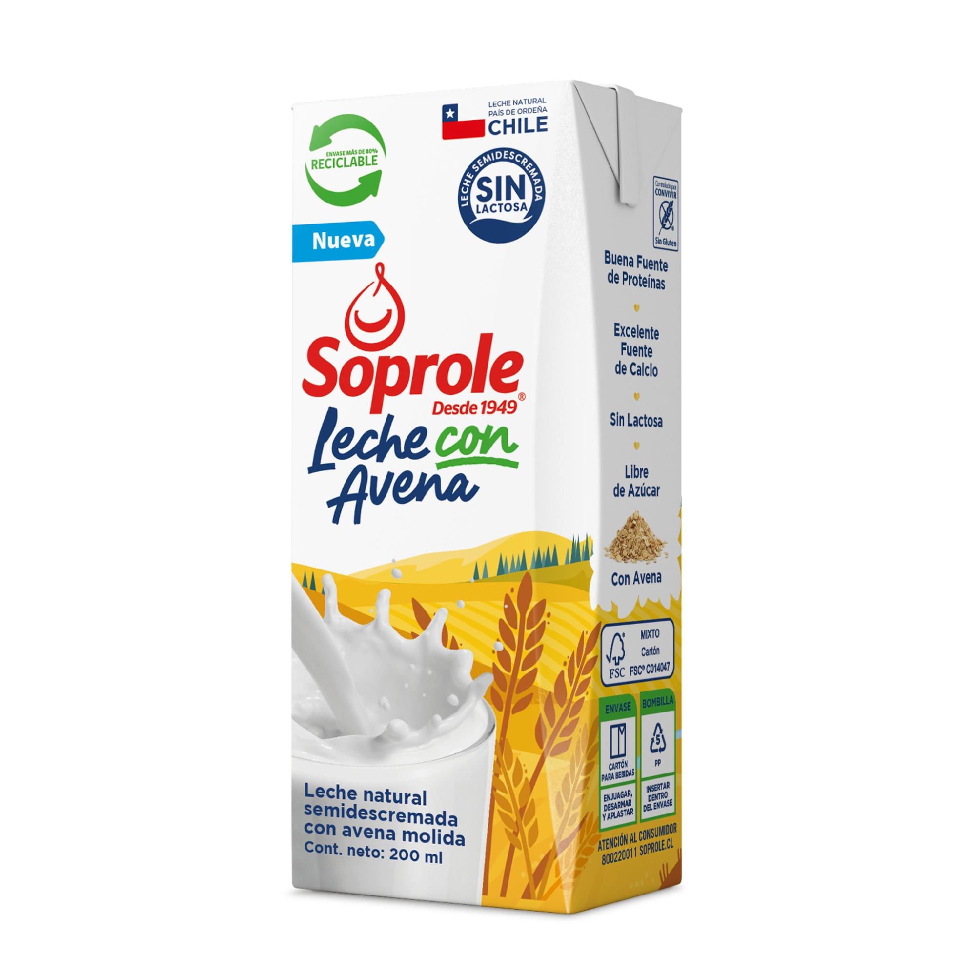 Leche Semidescremada Con Avena 200 ml Soprole