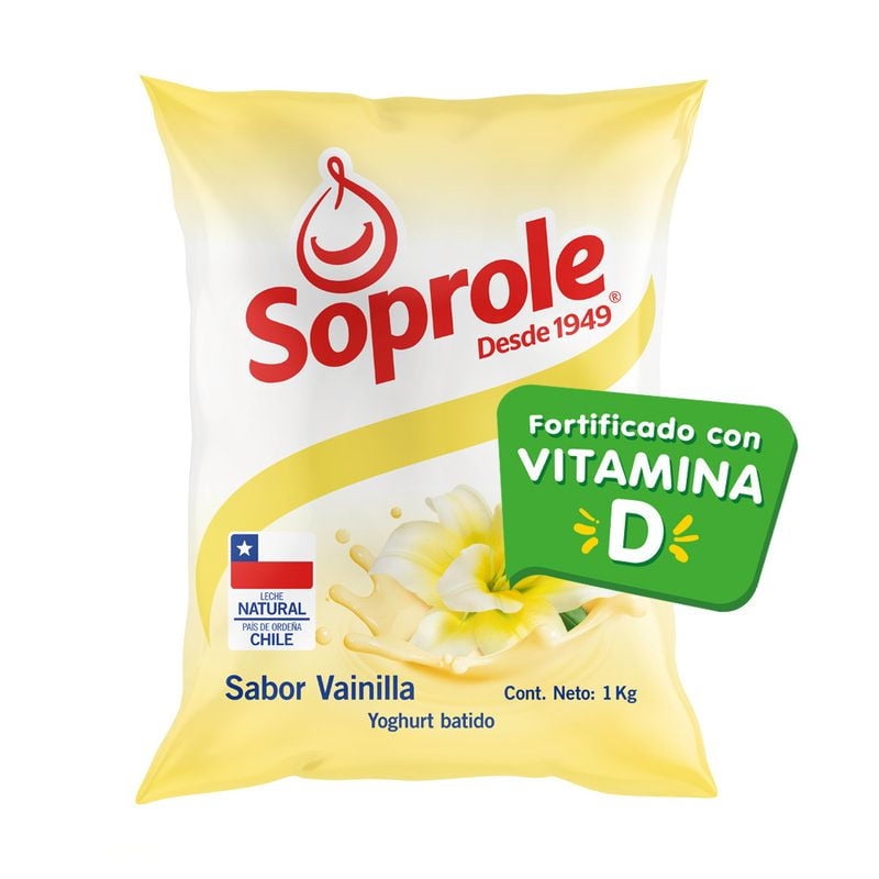 Yoghurt Batido Sabor Vainilla Bolsa 1 kg Soprole